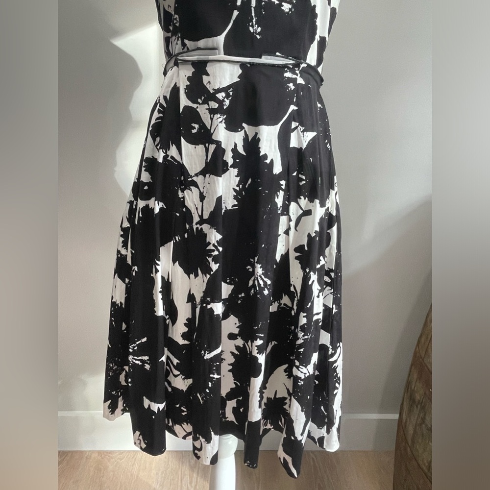 Ann Taylor Dress in black and white sleeveless A-line waist size 2 bold artistic - Picture 5 of 8